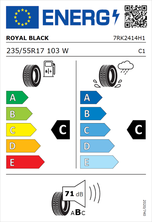 Tyre Label for Royal Black Explorer II 235/55R17 103W